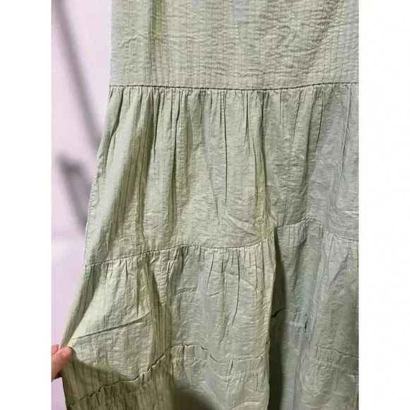 TOPSHOP Womens‎ Tie Shoulder Strap Pintuck Midi Dress In Sage Green Size 12 - Picture 5 of 11